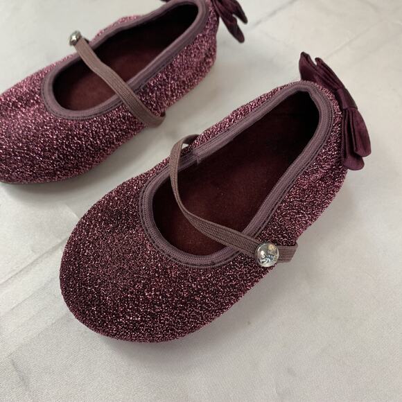 Girls Stuart Weitzman Sparkly Purple Mary Jane Dress‎ Holiday Shoes With Bow 4 - Picture 8 of 9